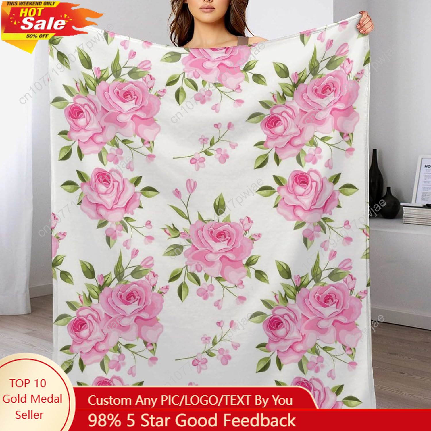 Home Textiles Towel - Pink Flower Throw Blanket Floral Decor