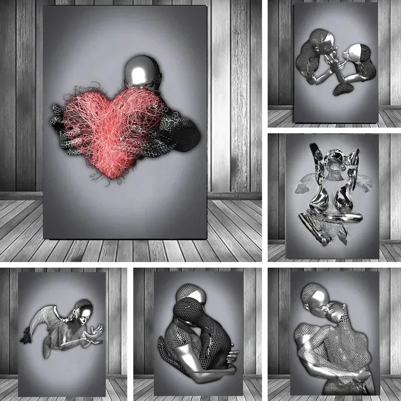 Home Textiles Products - Metal Figure Statue Art Canvas Painting