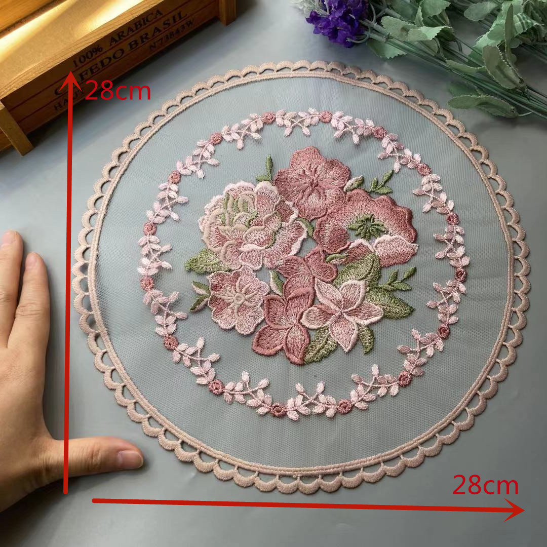 28*28 cm Pink Lace Flower Appl - Home Textiles Towel 评论和价格