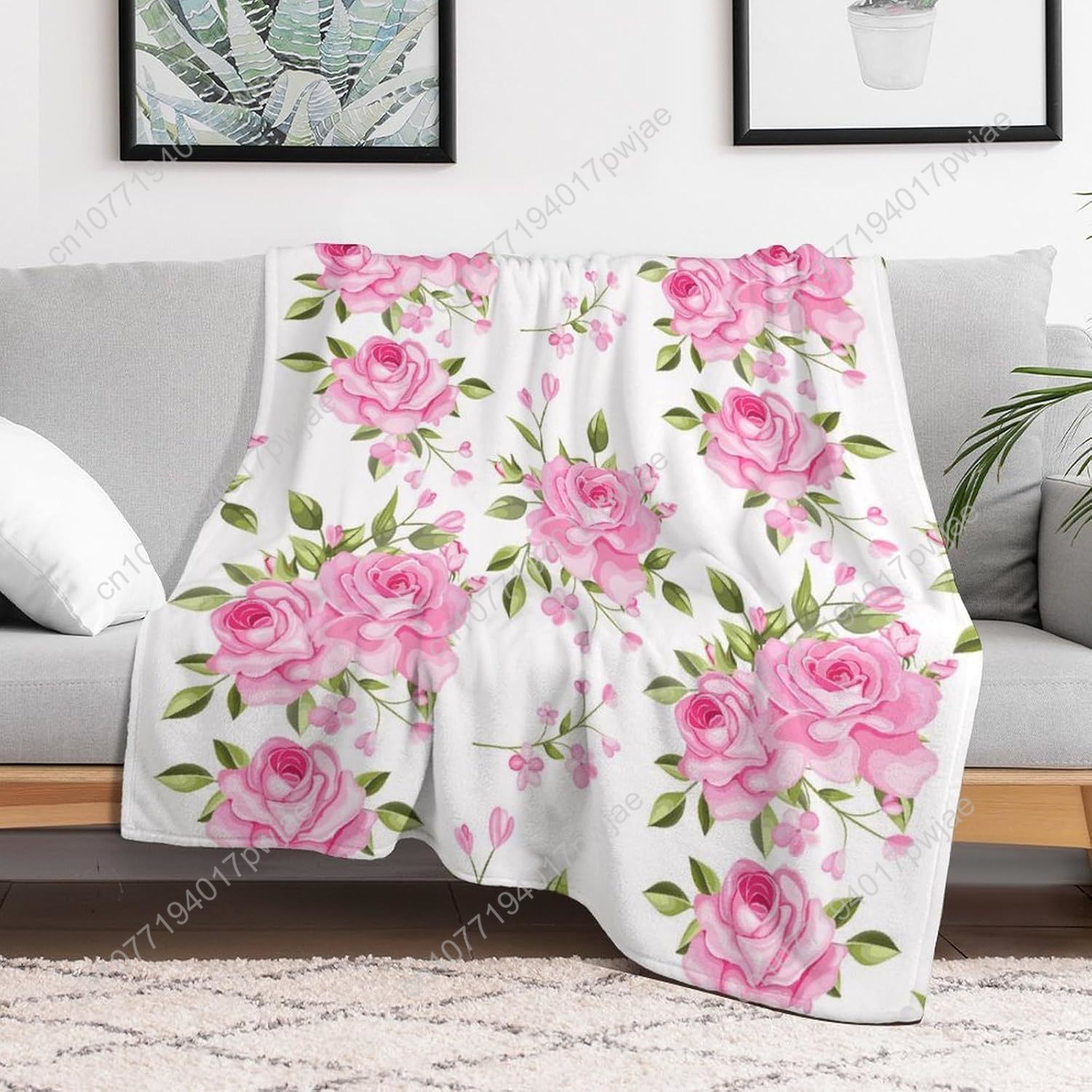 Pink Flower Throw Blanket Flor - Home Textiles Towel 评论和价格