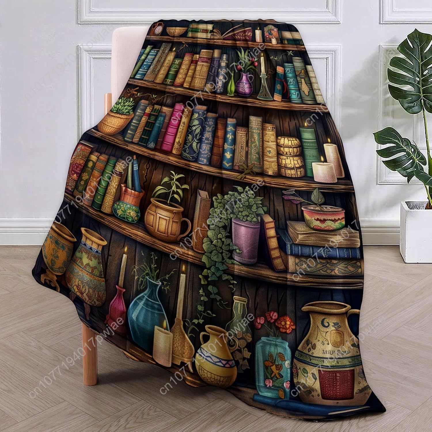 Vintage Bookshelf Blanket Read - Home Textiles Towel 评论和价格