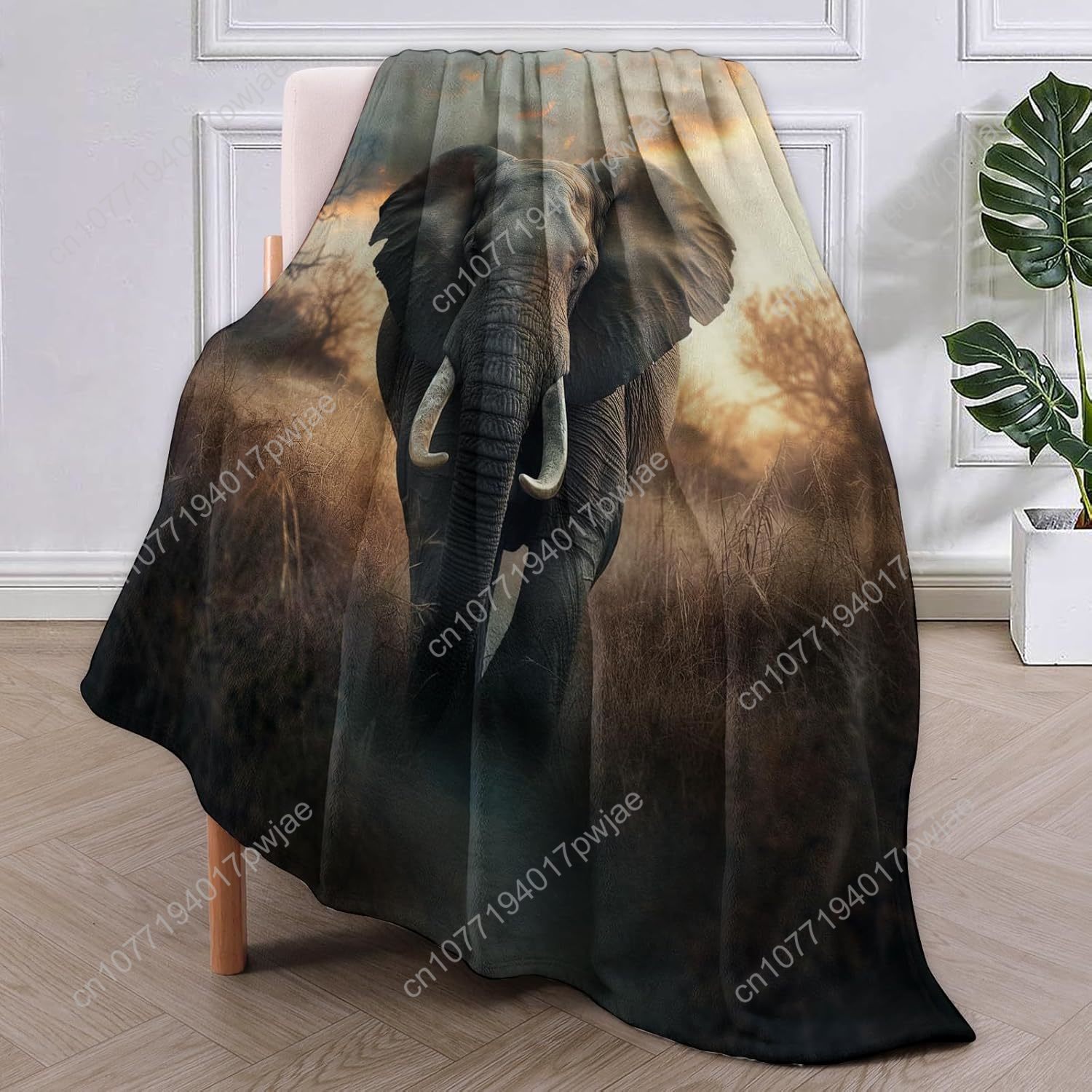 Elephant Fleece Blanket, Reali - Home Textiles Towel 评论和价格