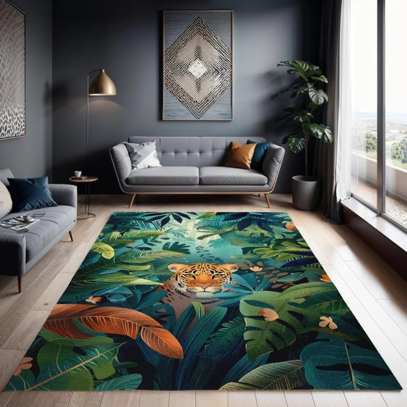 Tiger Kids Area Rug Jungle Tro - Home Art Textiles 评论和价格