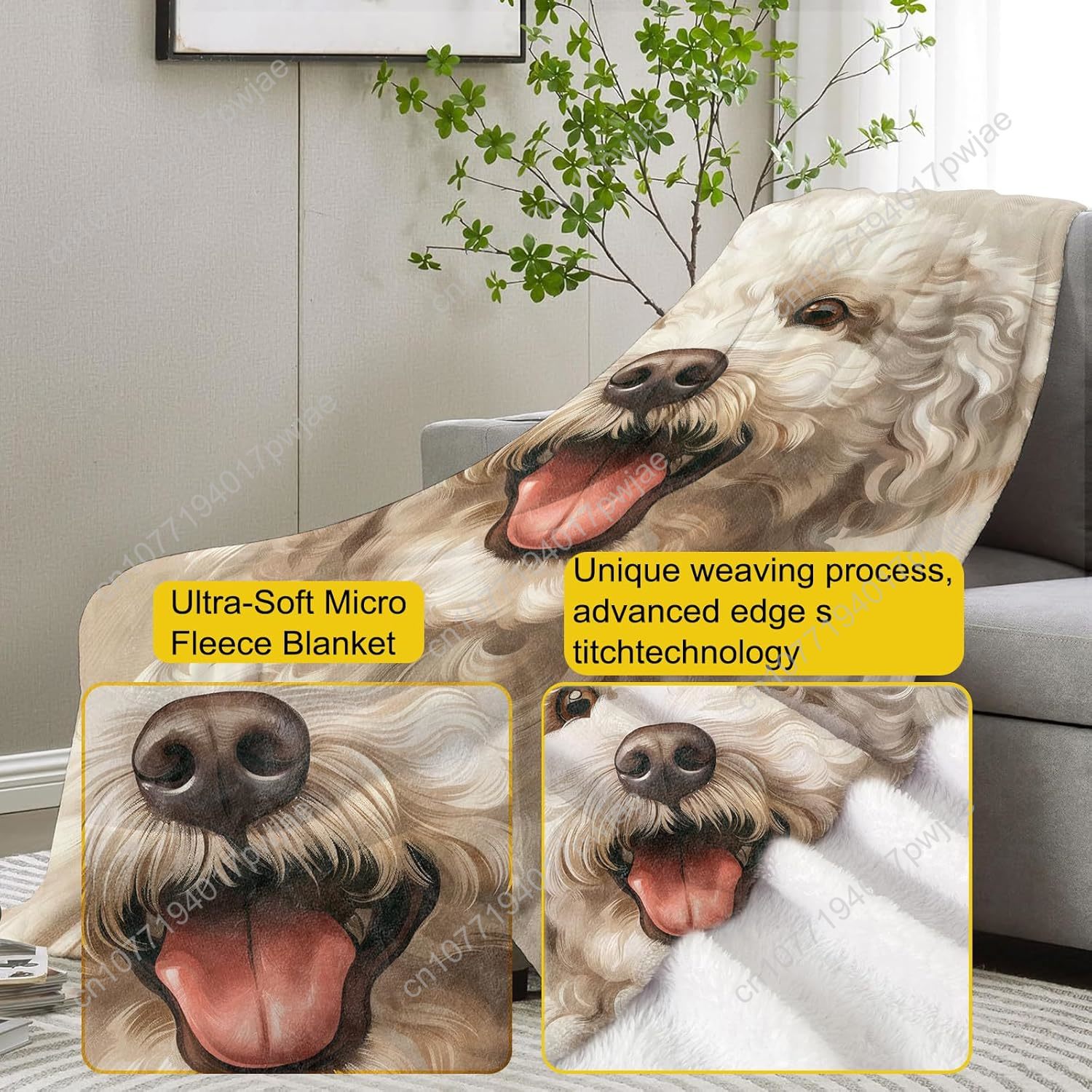 Joyful Poodle Portrait Blanket - Home Textiles Towel 评论和价格