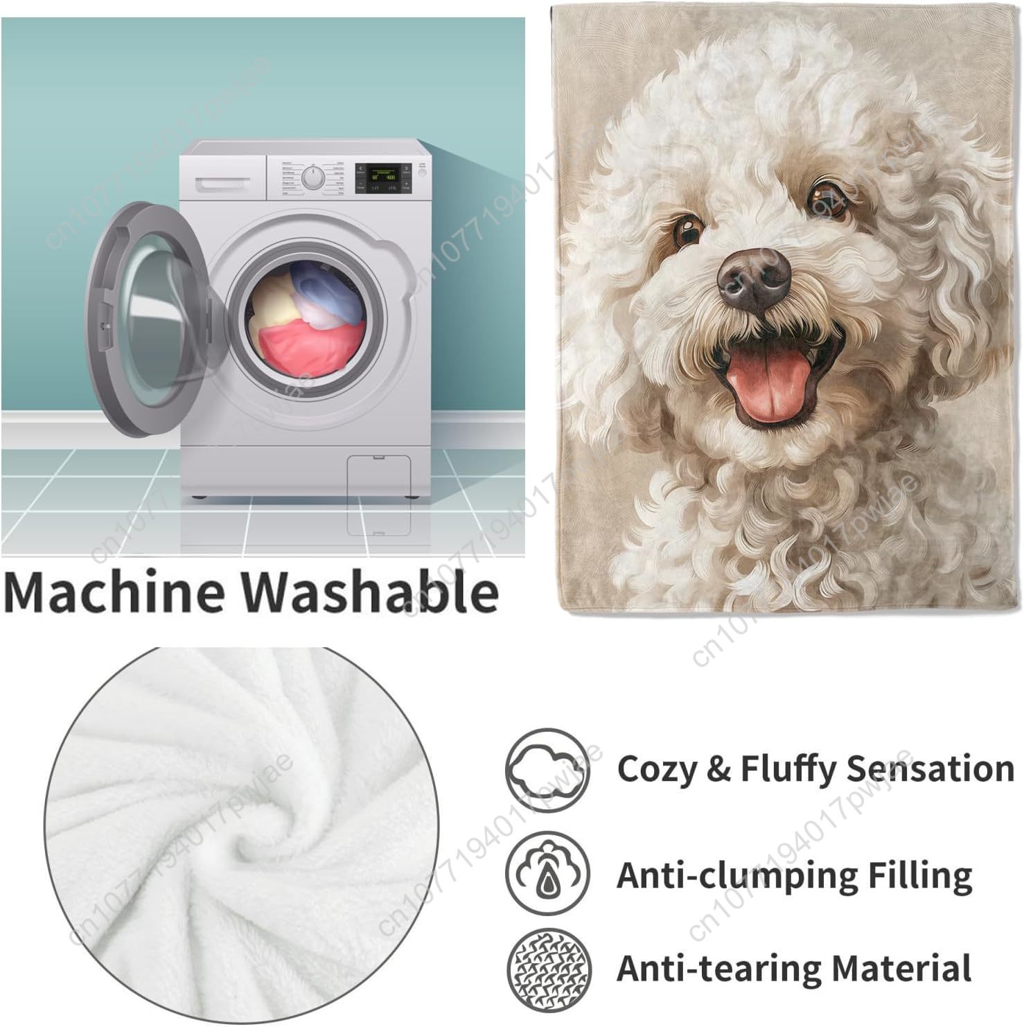 Joyful Poodle Portrait Blanket - Home Textiles Towel 评论和价格