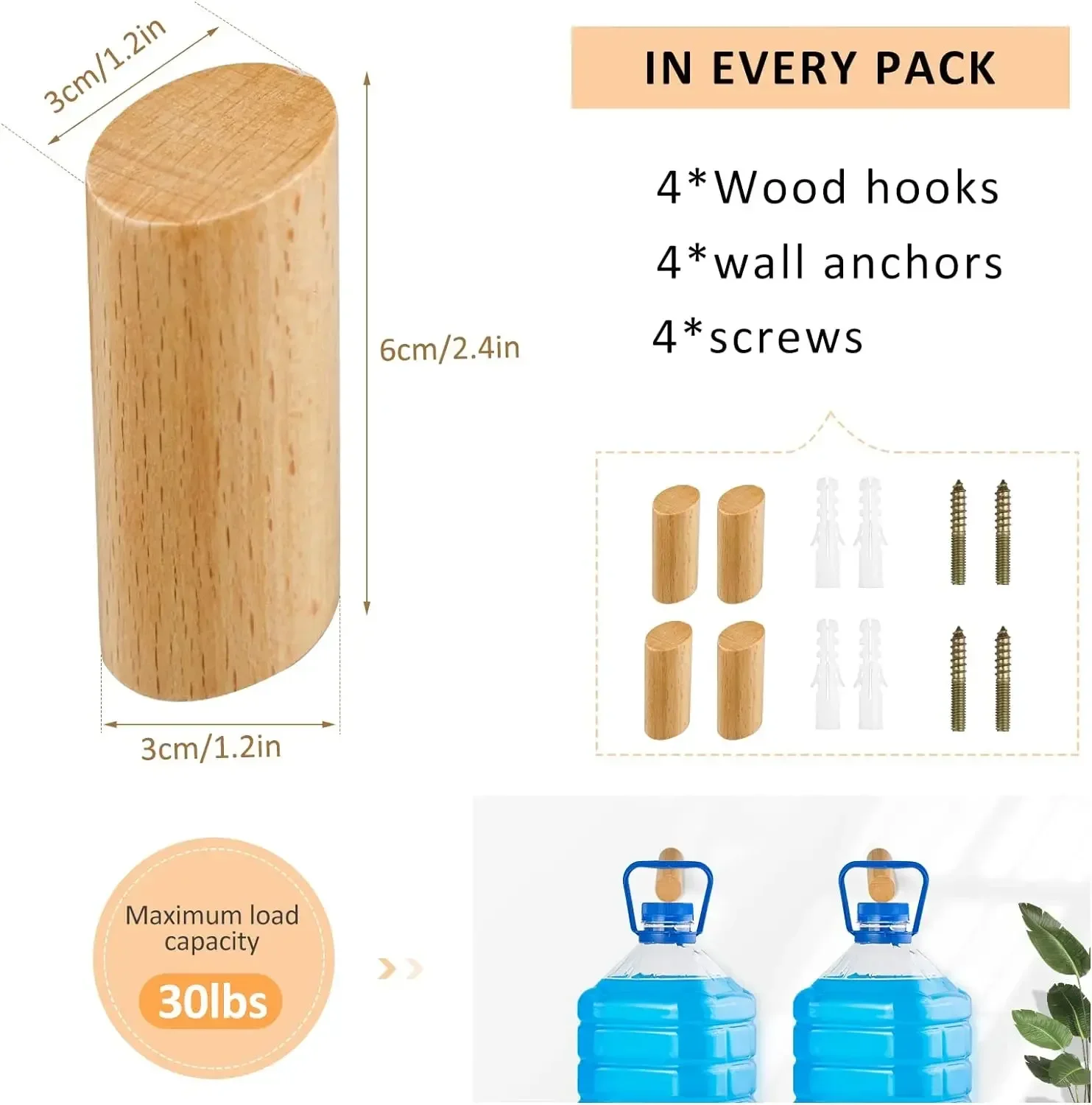 Wall Mounted Wooden Hooks for  - Home Textiles Towel 评论和价格